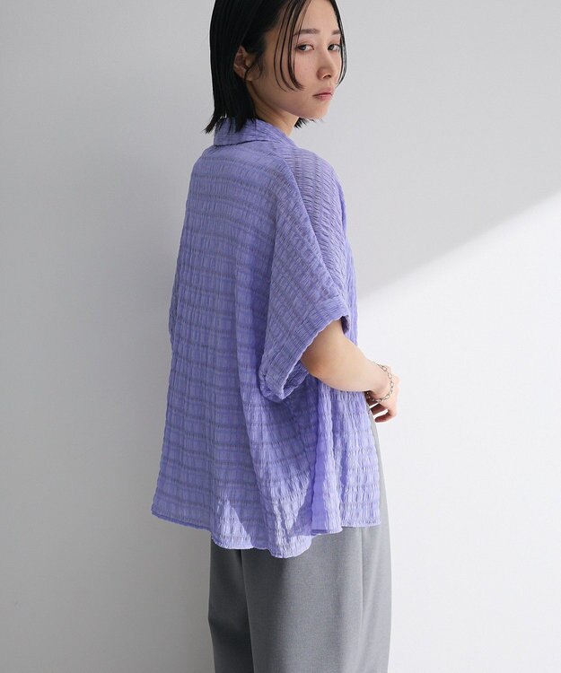 Green Parks シアーシャーリングフレンチスリーブシャツ Purple