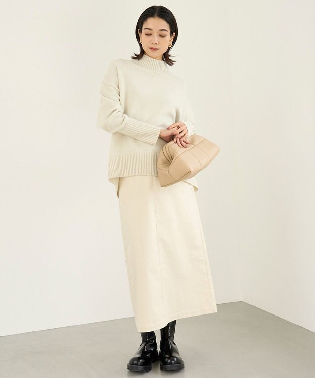 UNFILO カシミヤブレンド ハイネック ラメニット シルバーラメ