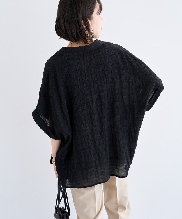 Green Parks シアーシャーリングフレンチスリーブシャツ Purple