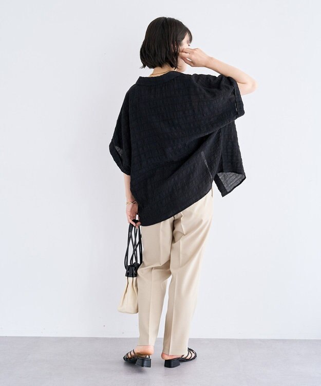 Green Parks シアーシャーリングフレンチスリーブシャツ Purple