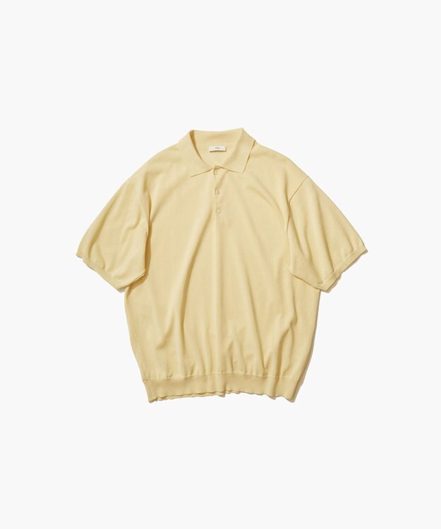 ATON COTTON WASHI KNIT | ハーフスリーブポロセーター - UNISEX YELLOW
