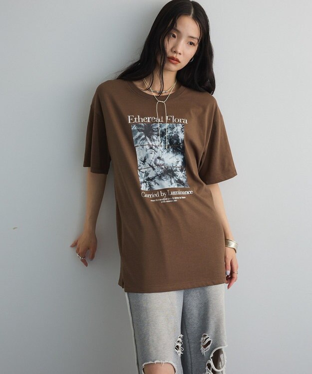 Green Parks フォトグラフィック半袖Ｔシャツ Brown