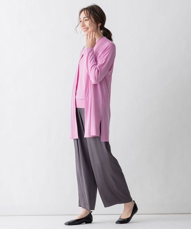 自由区 【洗える/Sサイズ有】カシミヤシルクブレンド ニットカーディガン ピンク系