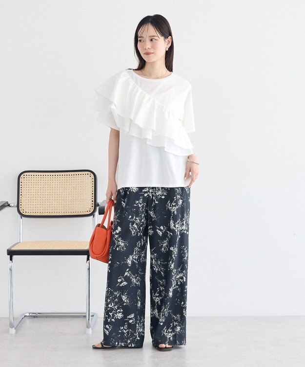 earth music&ecology 【セットアップ対応】フラワーリラックスパンツ Black