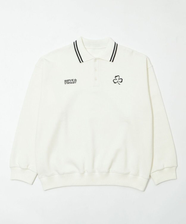 WEGO 【ユニセックス着用ITEM/MLサイズ展開】モチーフロゴポロスウェット ホワイトアイボリー