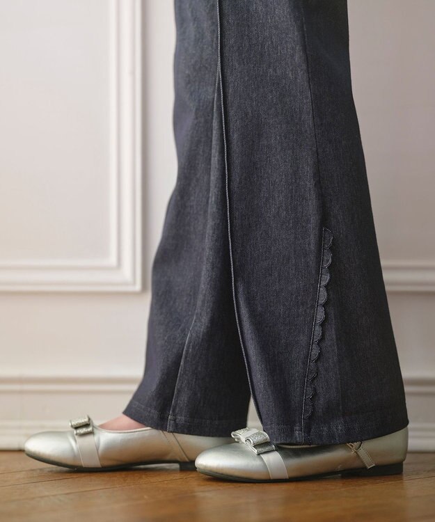 組曲 KIDS 【150-160㎝】フレア デニムパンツ ネイビー