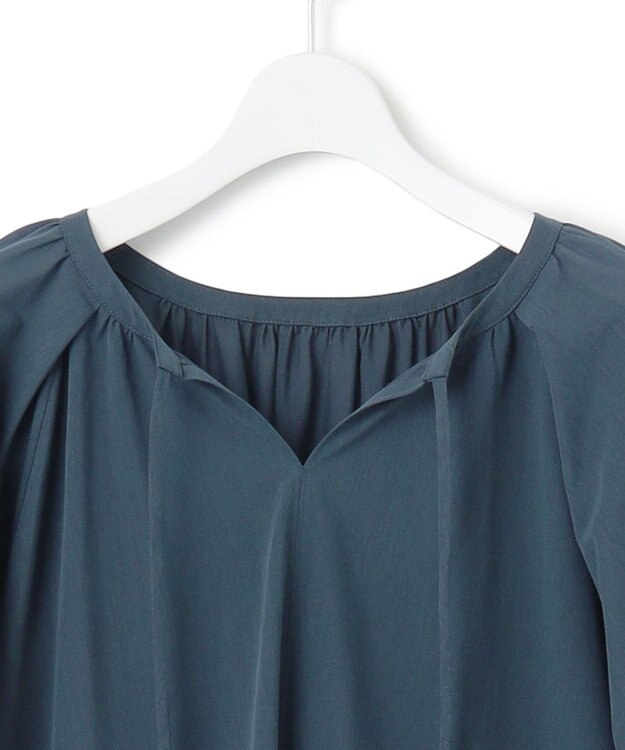 23区 S 【洗える】クリアトリコットジャージー ギャザーデザイン カットソー ダークブルー系