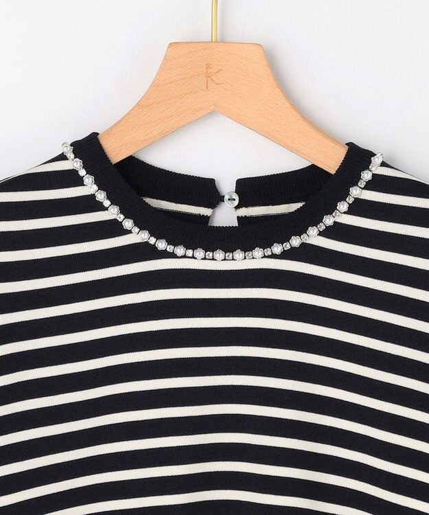 組曲 S 【先行予約・WEB限定】クリアストレッチビジューレーン6分袖 ニット ブラック系2