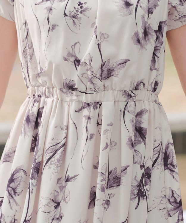 Tiaclasse 【2点セット】ニットボレロ＋花柄ワンピースセット ボルドー×オフホワイト