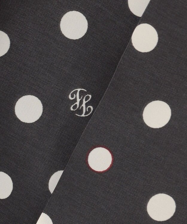 自由区 S 【洗える】ポルカドットプリント ワンピース アッシュ×アイボリー