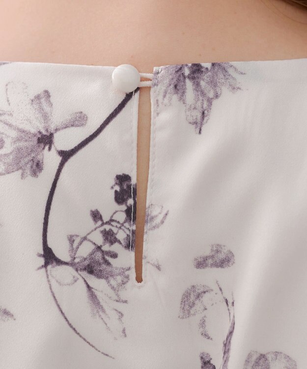 Tiaclasse 【2点セット】ニットボレロ＋花柄ワンピースセット ボルドー×オフホワイト