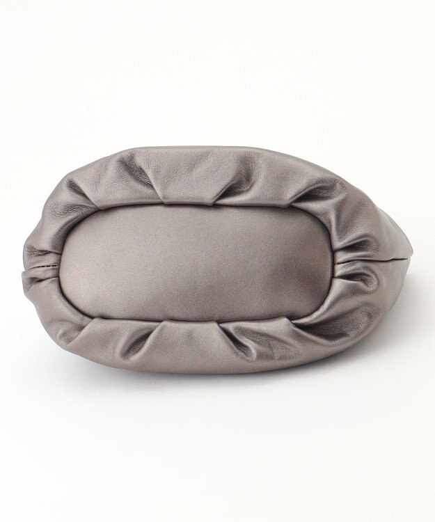 LA BAGAGERIE シープレザー ギャザーハンドル2wayラウンドトートバッグ ガンメタリック