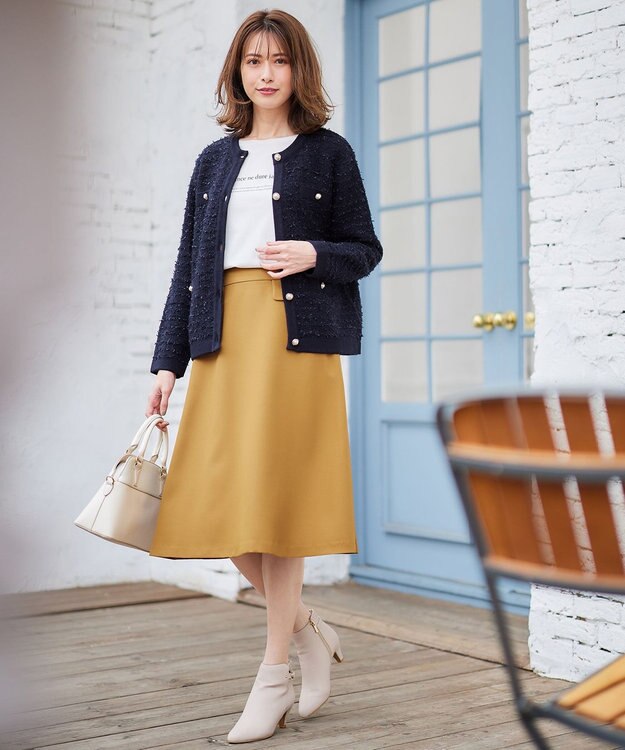 ANY SIS 【洗える】フラップポイントフレア スカート マスタード