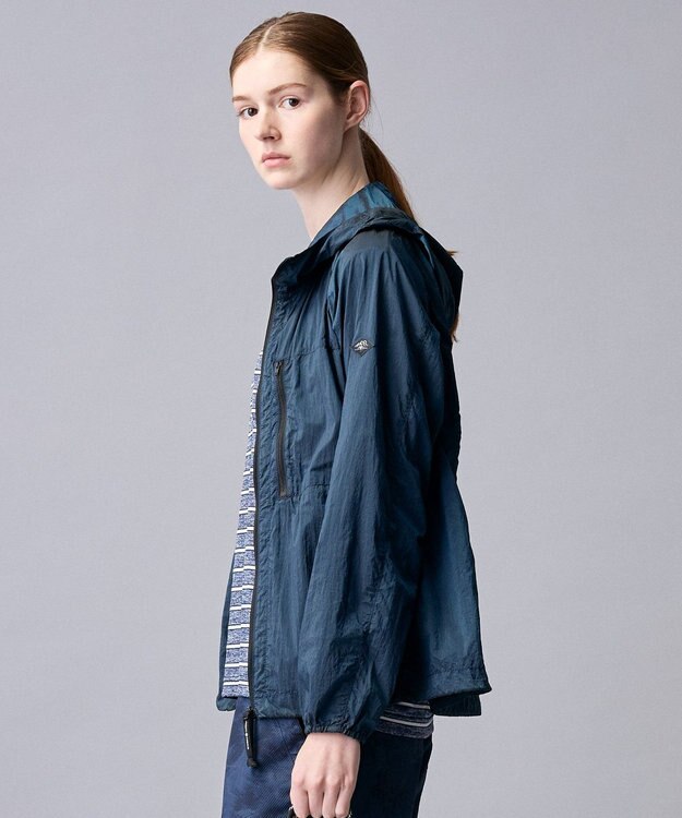 JOSEPH ABBOUD MOUNTAIN 【軽量/ECO撥水/ポケッタブル】ヴィンテージナイロンシャンブレーパーカー ネイビー系