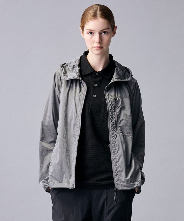 JOSEPH ABBOUD MOUNTAIN 【軽量/ECO撥水/ポケッタブル】ヴィンテージナイロンシャンブレーパーカー ライトグレー系