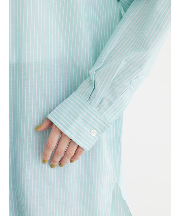 Green Parks 綿麻混タブ付オーバーサイズシャツチュニック Green