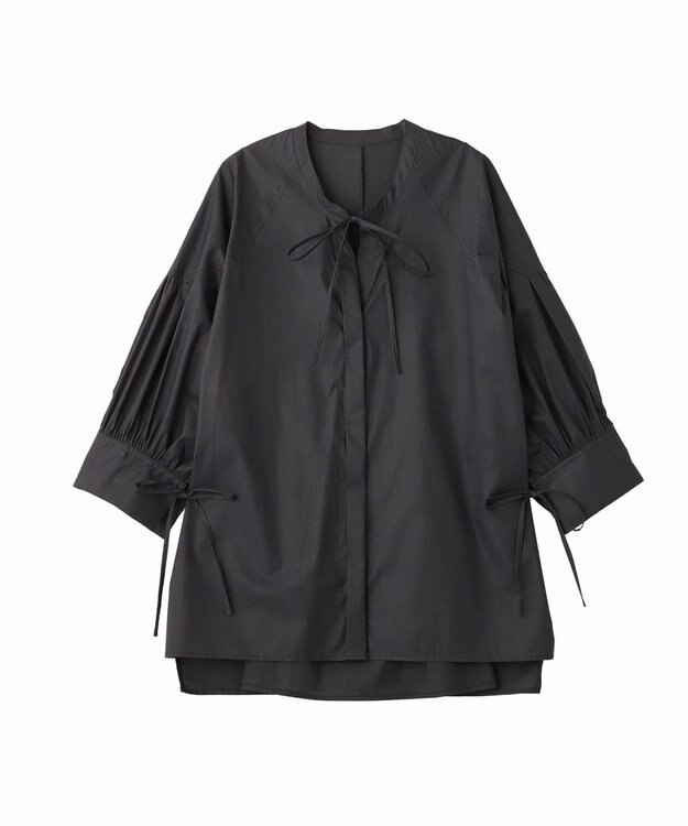 YECCA VECCA 【ORGABITS】5分袖スキッパーシャツ Charcoal Gray