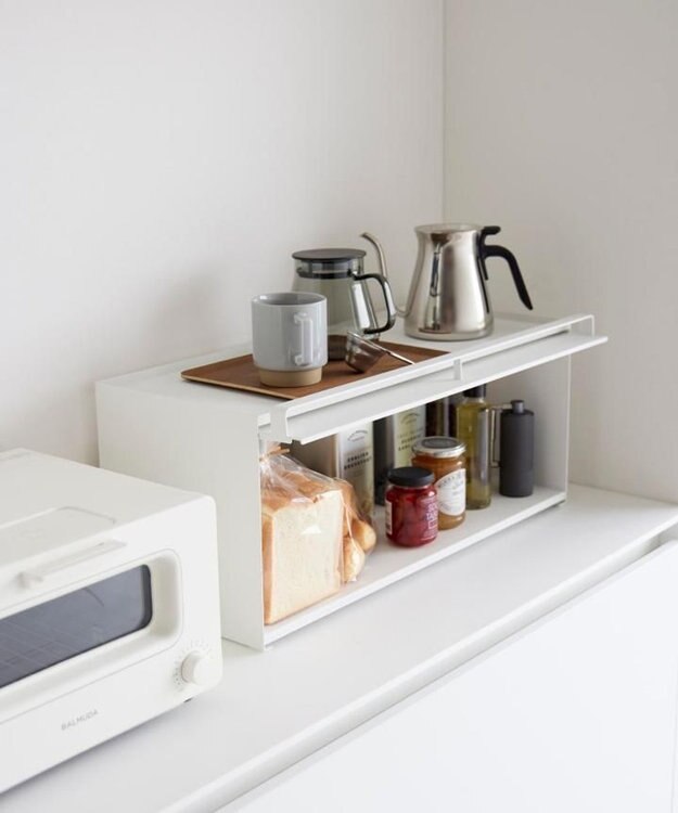 tower 前が開くキッチンカウンター上収納ラック タワー D24 ホワイト ホワイト