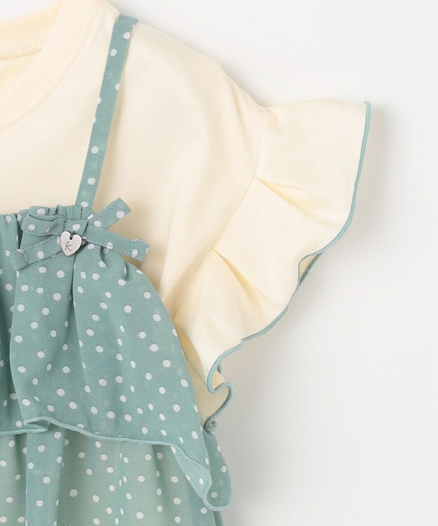 組曲 KIDS 【110-140㎝】ドットキャミ＋TシャツSET ミントグリーン×クリーム