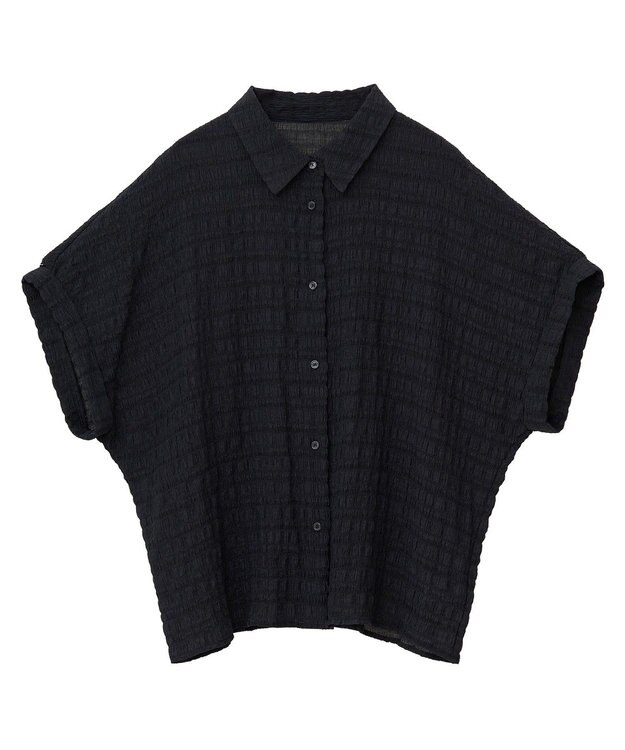 Green Parks シアーシャーリングフレンチスリーブシャツ Purple