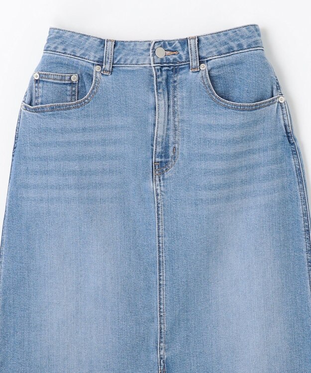 ANY L フロントスリットデニムスカート ブリーチ