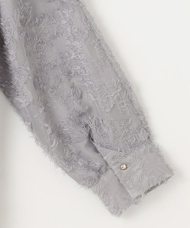 Feroux 【洗える】ジャカードフリルブラウス スカイブルー系