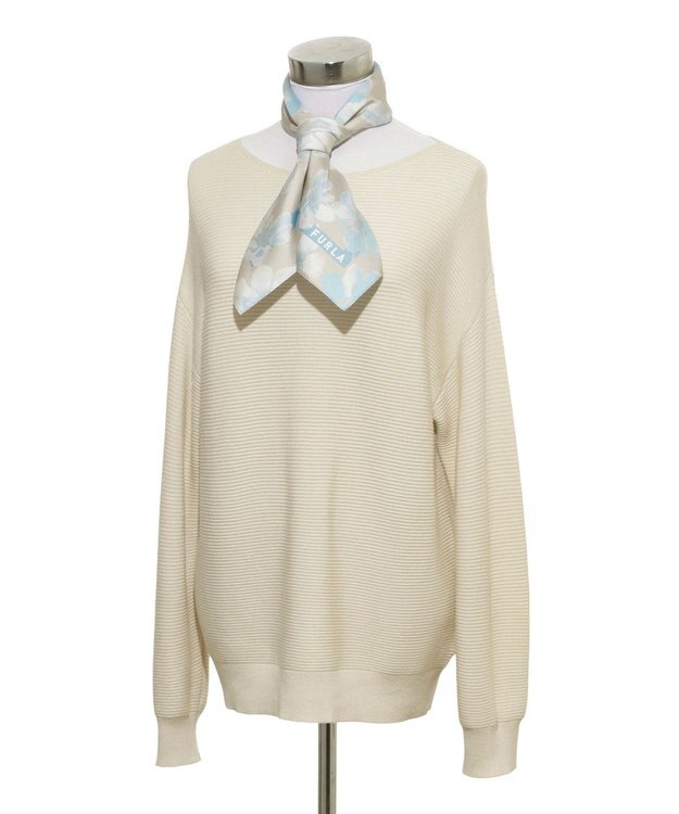 MOONBAT 【シルク100%】FURLA (フルラ) 花柄 シルクプリントスカーフ 65cm×65cm  UV対策 手洗い可能 ペールスカイ