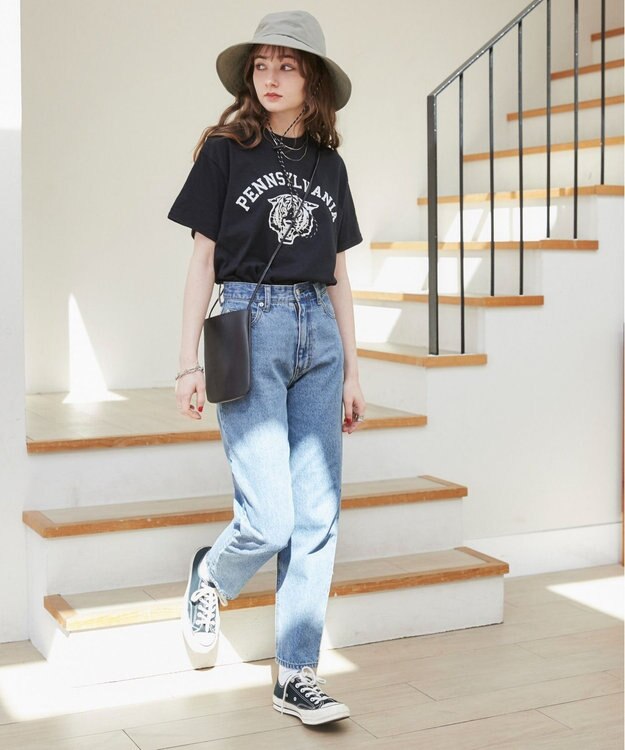 WEGO 【ANGIE VINTAGE】カレッジロゴプリントTee ブラックその他