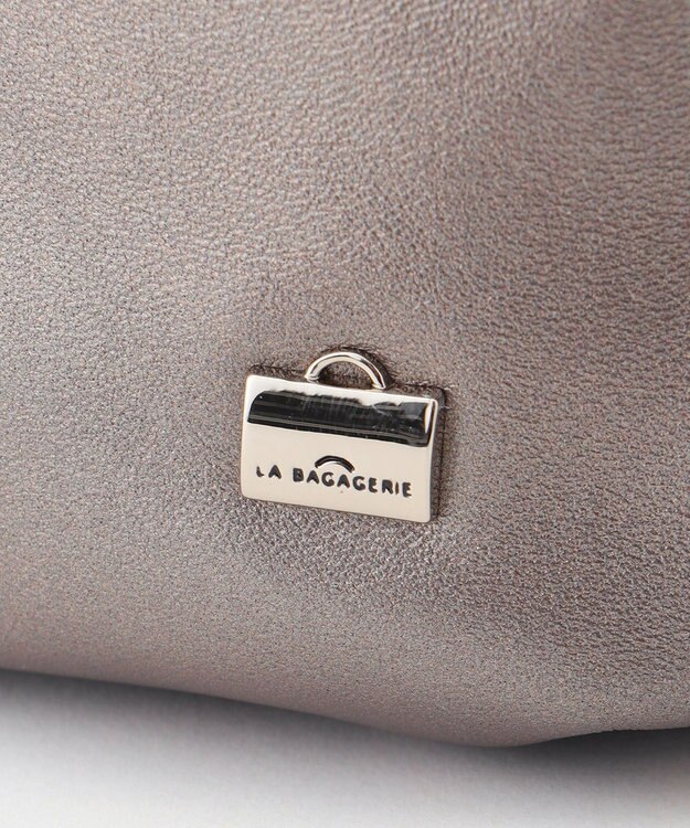 LA BAGAGERIE シープレザー ギャザーハンドル2wayラウンドトートバッグ ガンメタリック