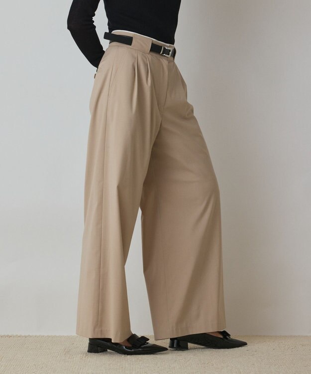 GRACE CONTINENTAL タックワイドパンツ ベージュ