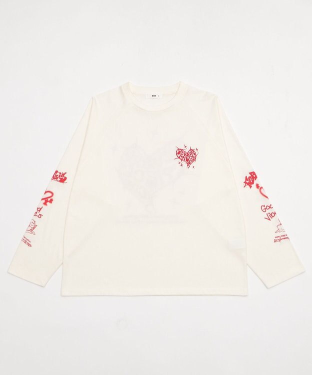 WEGO 【ユニセックス着用ITEM/MLサイズ展開】スリーブロゴグラフィックラグランT（LS） ホワイト