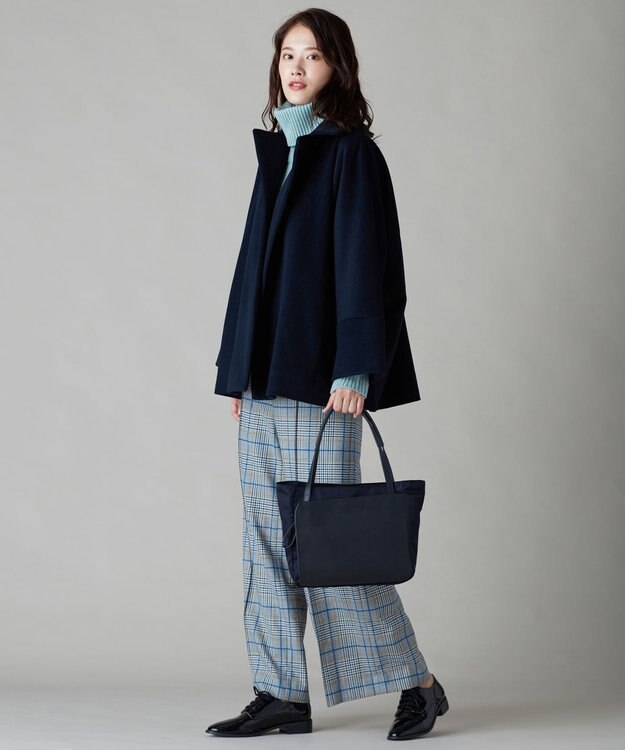 Y'SACCS ナイロン×レザー　スクエアトートバッグ Sサイズ ネイビー