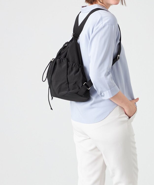 LA BAGAGERIE 【MONICA】クリンクルナイロン　ドロスト2WAYバッグ ブラック