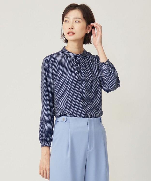 J.PRESS LADIES 幾何プリント モックネック カットソー ネイビー系5