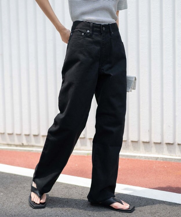 WEGO 【ユニセックス着用ITEM/SMLサイズ展開】デニムストレートパンツ ブラック