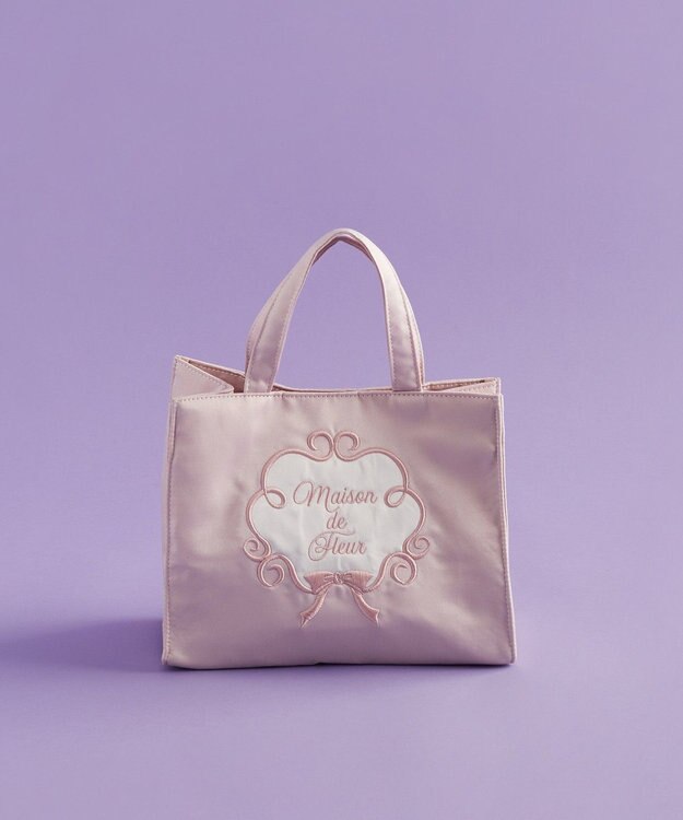 Maison de FLEUR コットンキャンディ刺繍トートバッグ Pink Beige