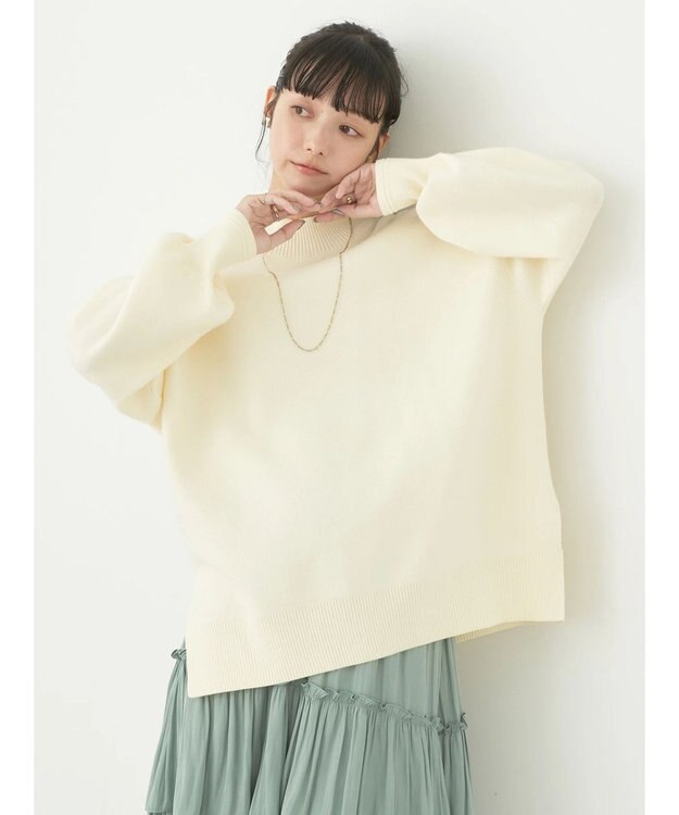 earth music&ecology やわらかタッチハイネックチュニック Ivory