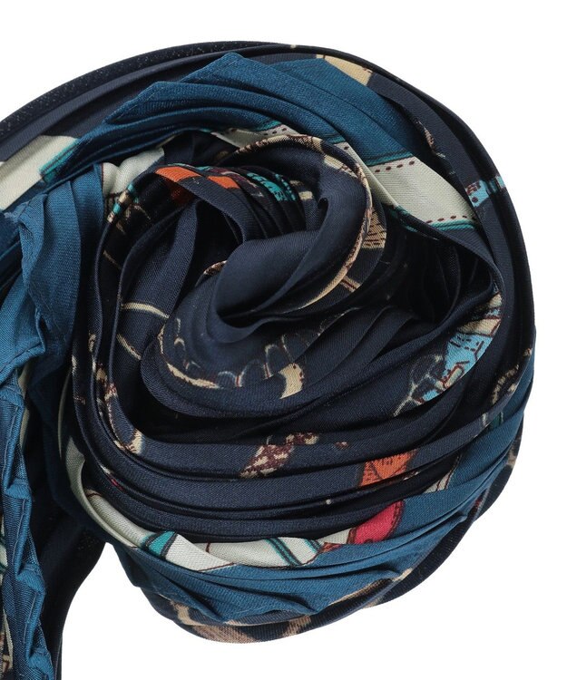 YECCA VECCA ビットプリントプリーツスカーフ Navy