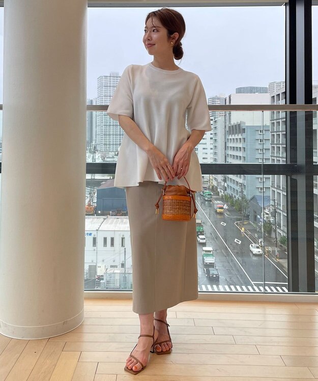 UNFILO イージーチノ Iラインスカート ベージュ