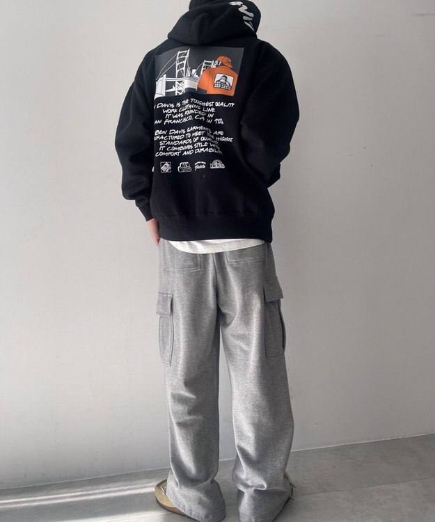 WEGO BENDAVISブリッジグラフィックプルパーカー ブラック