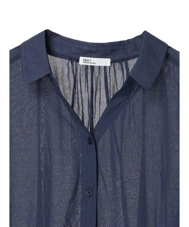 CRAFT STANDARD BOUTIQUE ヴィンテージボイルミルフィーユ襟付きシャツチュニック Deep Blue