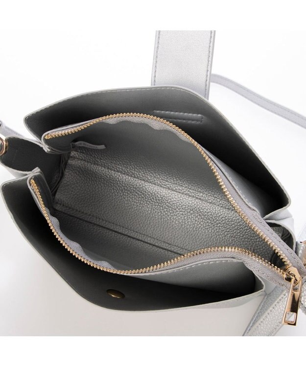 UNBILLION カシュカシュ cachecache / 横型3つ口ショルダーバッグ シルバー