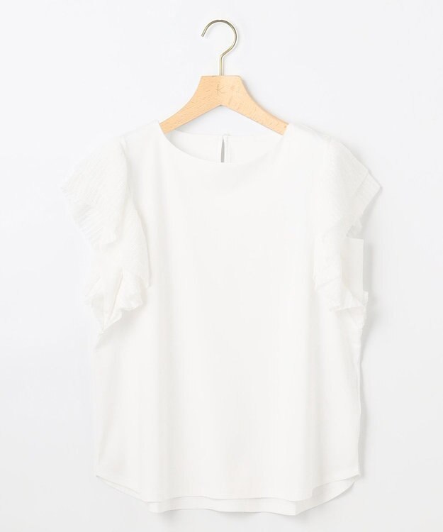 組曲 プリーツコンビフレンチスリーブ カットソー アイボリー系