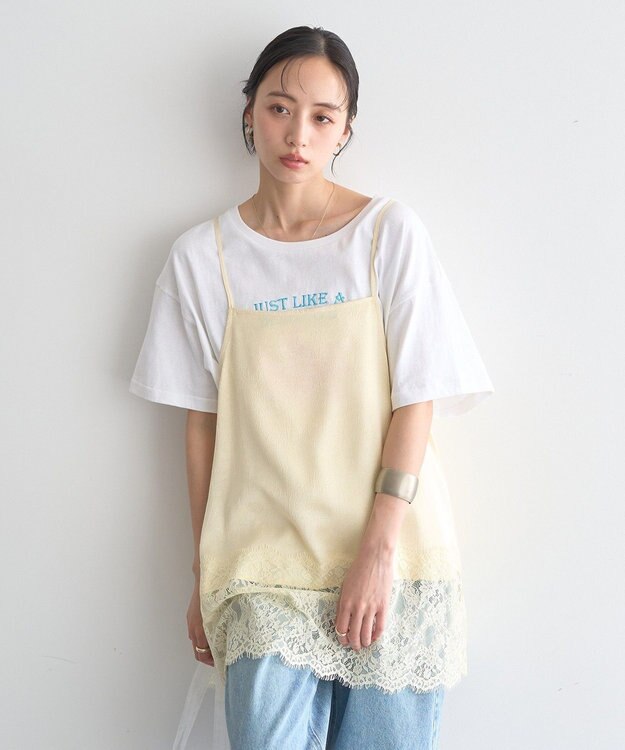 earth music&ecology 【一部WEB限定】レーストリムキャミソール Yellow