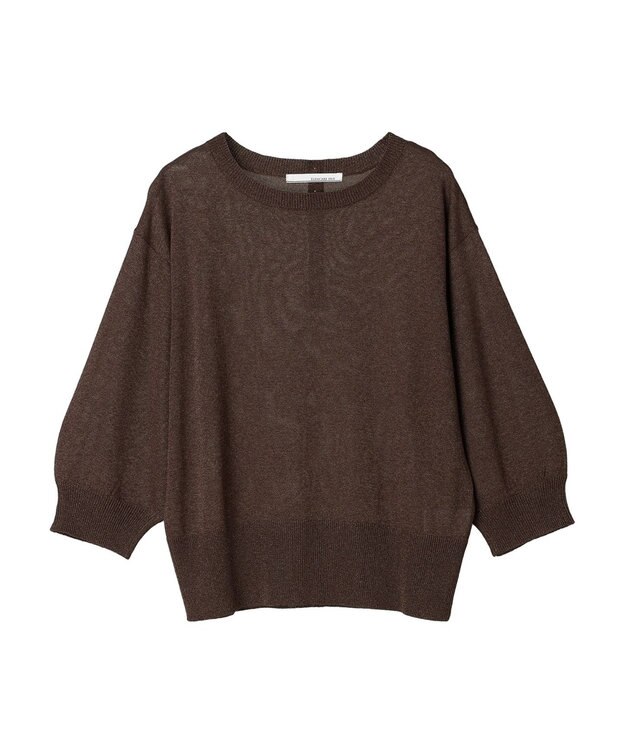Green Parks ・ＥＬＥＮＣＡＲＥ　ＤＵＥバックパールシアー５分ニット Brown