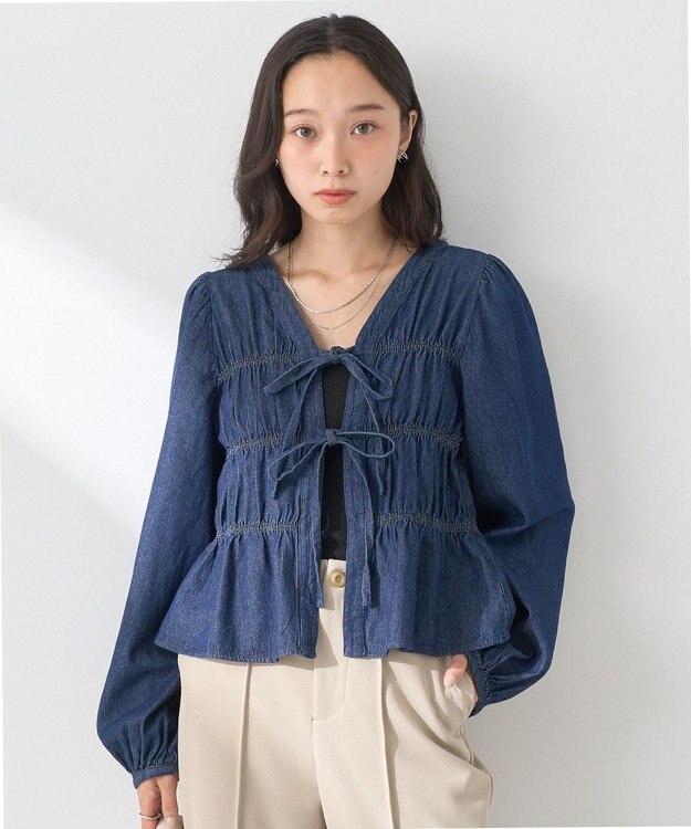 earth music&ecology デニムリボンシャツ Indigo
