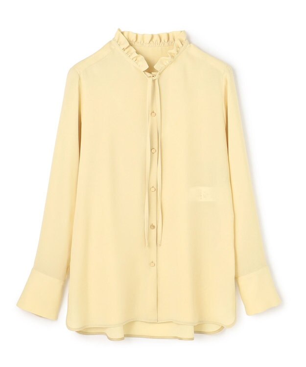 BEIGE， 【洗える】STOW / フリルタイブラウス Mustard