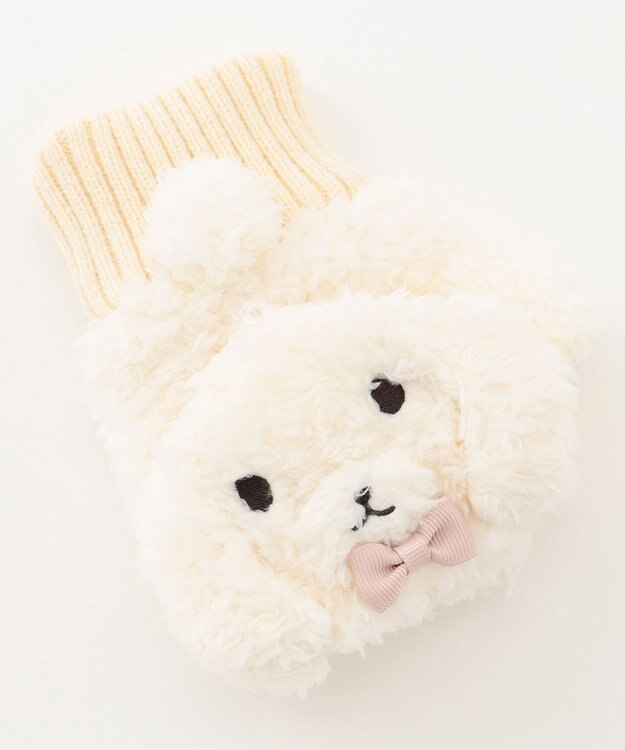 ANY KIDS アニマル ミトン アイボリー×プードル