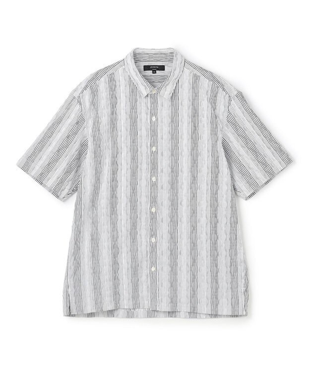 JOSEPH HOMME 【新柄】ストライプジャガードストレッチ 　レギュラーカラー半袖シャツ ホワイト系1