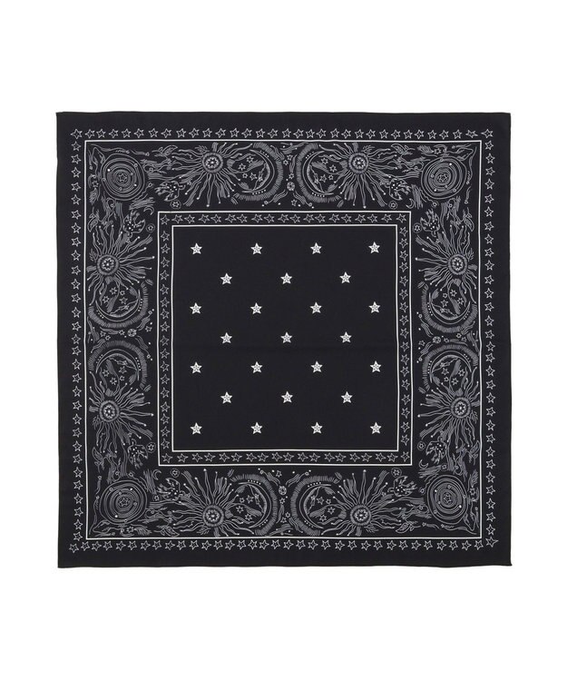 AMERICAN HOLIC シルキーバンダナ柄スカーフ Black